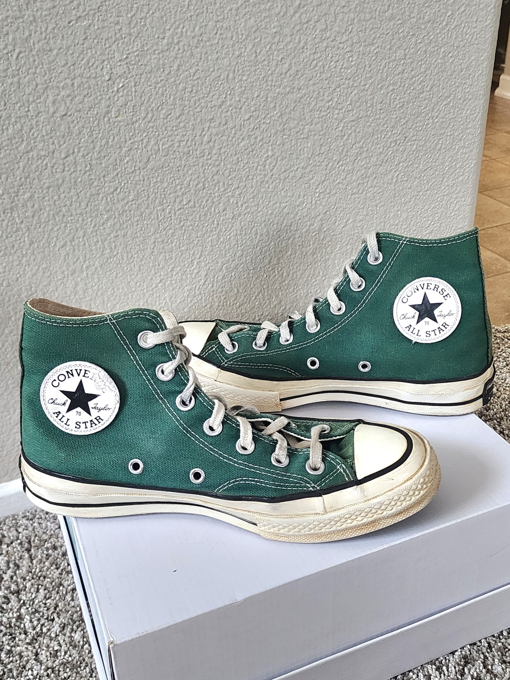Converse Chuck 70 High Top Sneakers Green Canvas Men's 5.5 Women's 7.5 EU 38